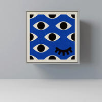 SIDEBOARD GEOMETRIC EYES, Grau, 57,5x42x57,5 cm, Ohne Füße - Multicolor/Grau, Holzwerkstoff (57.5/57.5/42cm) - SpaceRebels