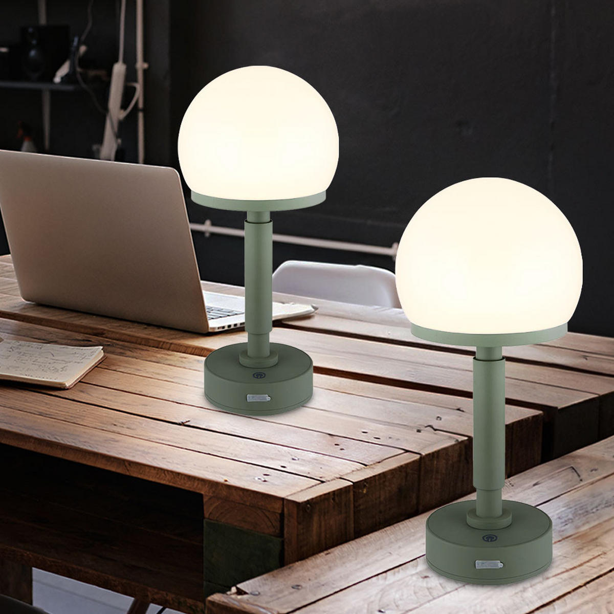 LED TISCHLEUCHTE Haku Grün - Grün, Kunststoff (14/14/29.5cm) - Globo Lighting