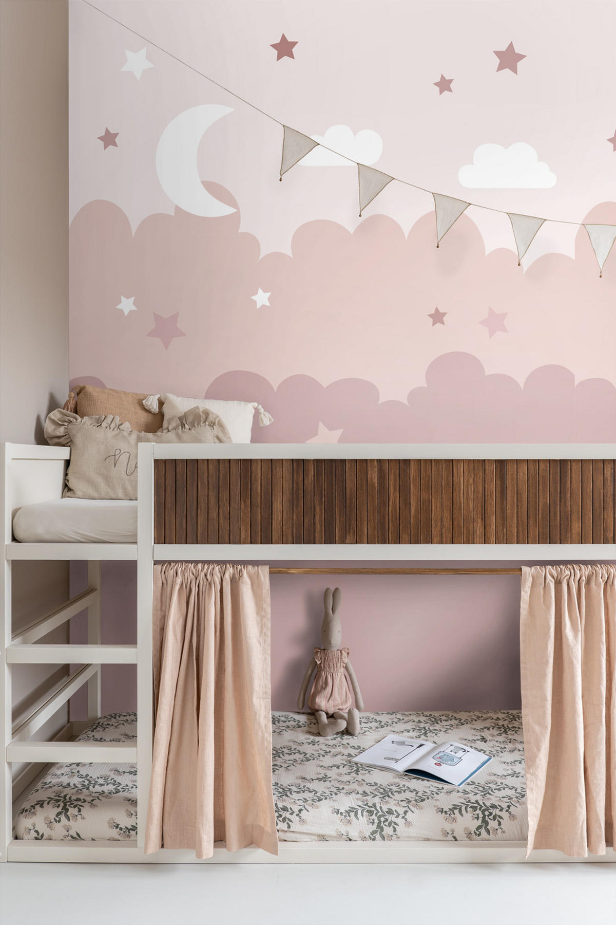 FOTOTAPETE Wolken und Sterne 200 x 279 cm - Pink, Papier (200/279cm) - ESTAhome