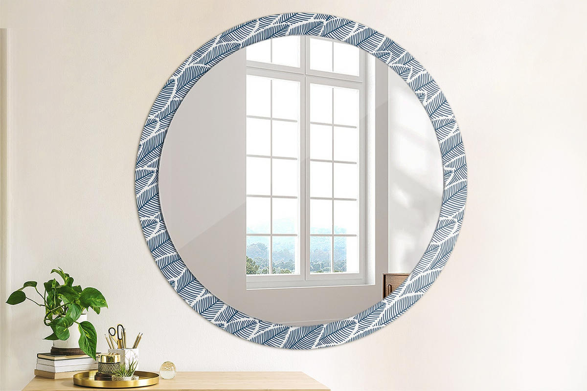 SPIEGEL Rund Ø 100 cm mit Aufdruck - Blau, Glas (100/100/0.4cm) - Wallfluent