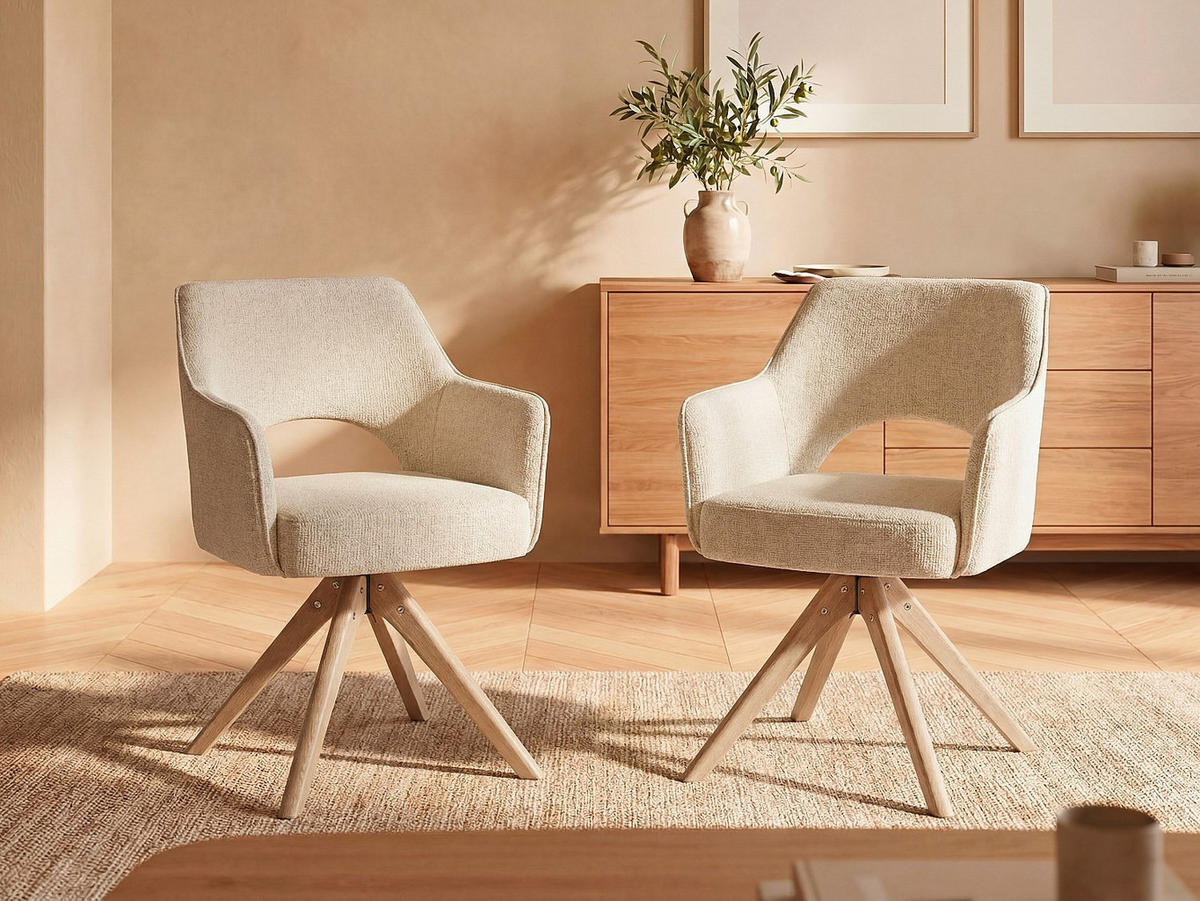 STUHL - 57 cm x 61.5 cm - Stoff - Cremefarben KONYA - Creme, Textil (57/79.5/61.5cm) - Vente-Unique