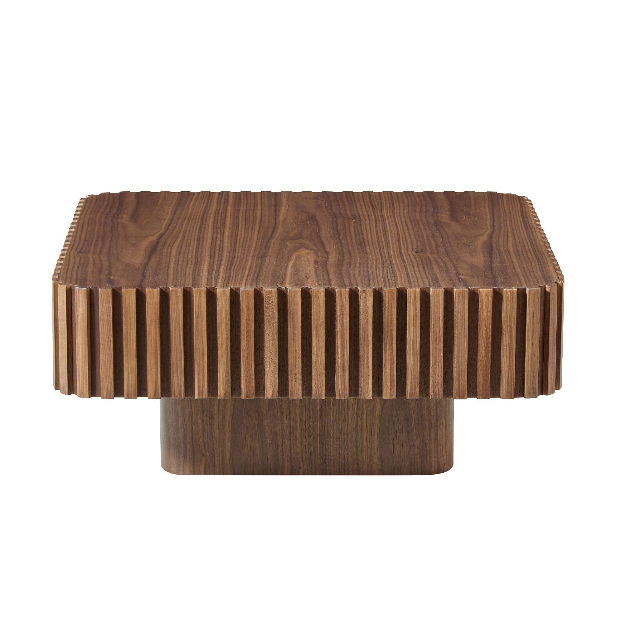 COUCHTISCH 80/80 cm in Walnussfarben aus MDF und Massivholzrahmen - Walnussfarben, Holzwerkstoff (80/80/35cm) - BEAOK