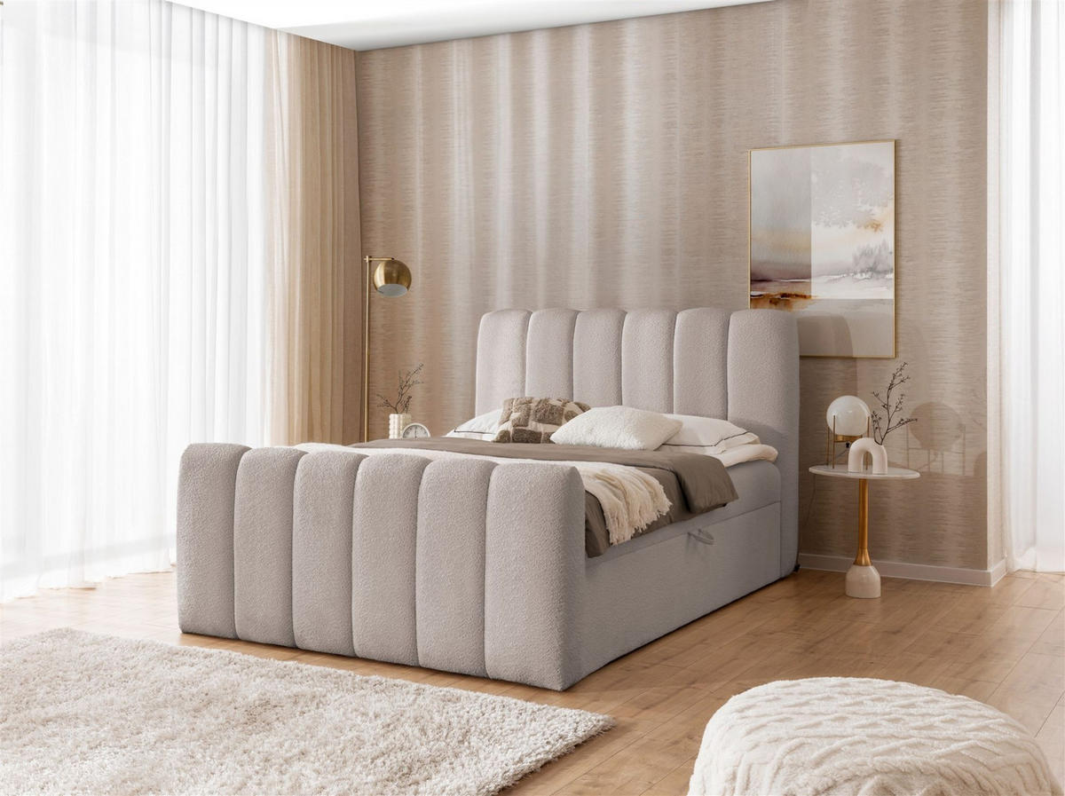 BOXBETT Denis Premium - Hellgrau, Holzwerkstoff/Textil (160/200cm) - Fun Möbel