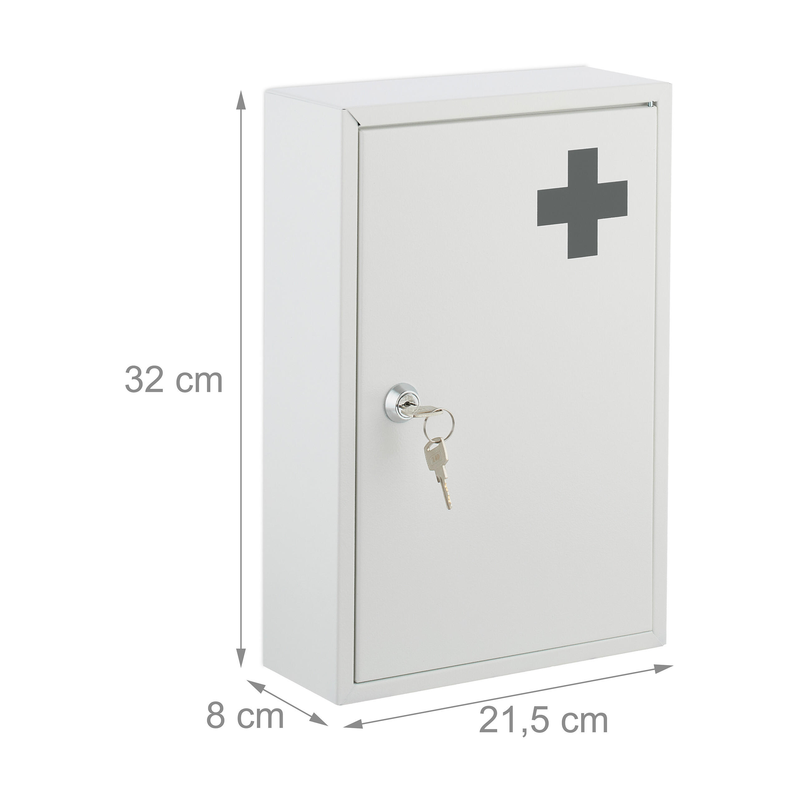 Thumbnail - Relaxdays Medizinschrank, Weiß, Metall, 21.5x32x8 cm, Badezimmer, Badezimmerschränke, Medizinschränke