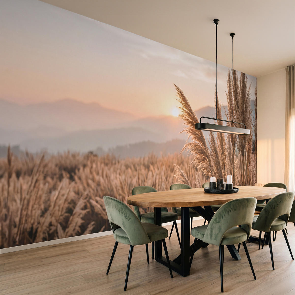 TAPETE - Gras - Feld - Sonne - Natur - 500x260 cm - Sandfarben, Papier (500/260cm) - OnlyWow