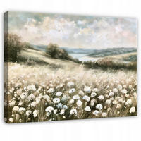 WANDBILD Blumen Wiese Natur Beige XXL 100x70 cm - Multicolor, Holzwerkstoff (100/70cm) - Wallarena