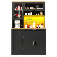 KÜCHENSCHRANK LED 104x40x180Cm Vitrine Weiß Schwarz - Schwarz, Metall (104/180/40cm) - FLIEKS