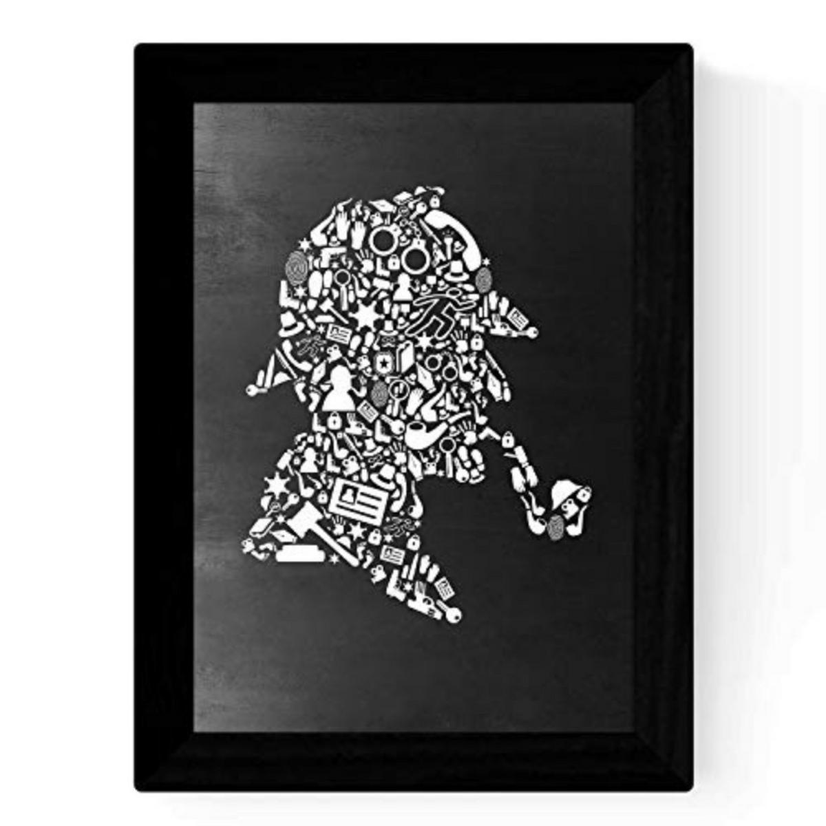 POSTER Schwarz-Weiß – Sherlock Holmes A3 Schwarzer Rahmen - Schwarz, Papier (29.7/5/42cm) - Nacnic