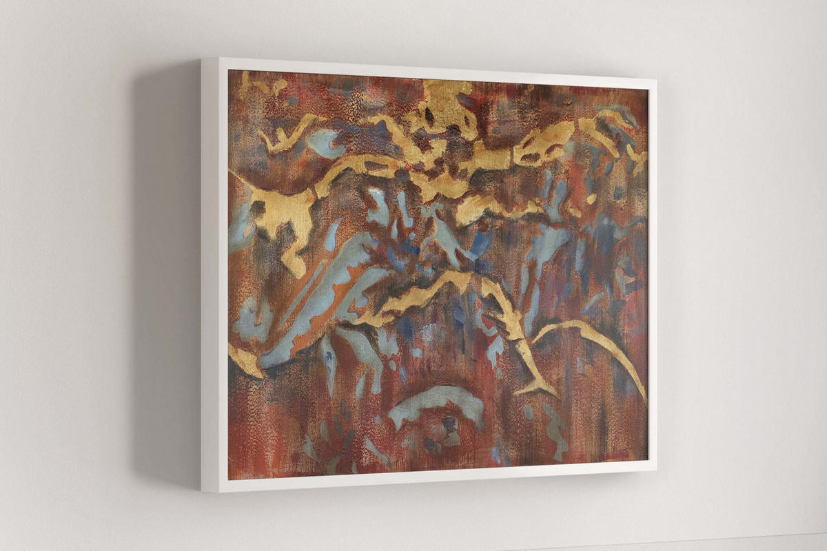 ACRYLBILD HANDGEMALT 100/70 cm - Blau/Rot, Holz/Textil (100/70cm) - KUNSTLOFT