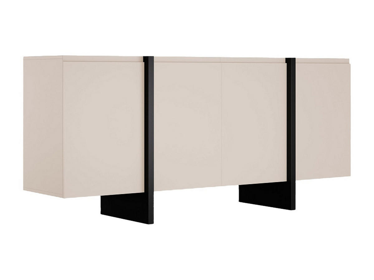 SIDEBOARD mit 4 Türen - MDF - Beige & Schwarz - LUVONIA - Schwarz, Holz (180/81/45cm) - Vente-Unique