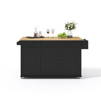 KÜCHENINSEL 137/89,5/45 cm Natur/Schwarz aus MDF mit klappbarer Arbeitsplatte - Naturfarben, Holzwerkstoff (70/89.5/137cm) - OKMYHOME