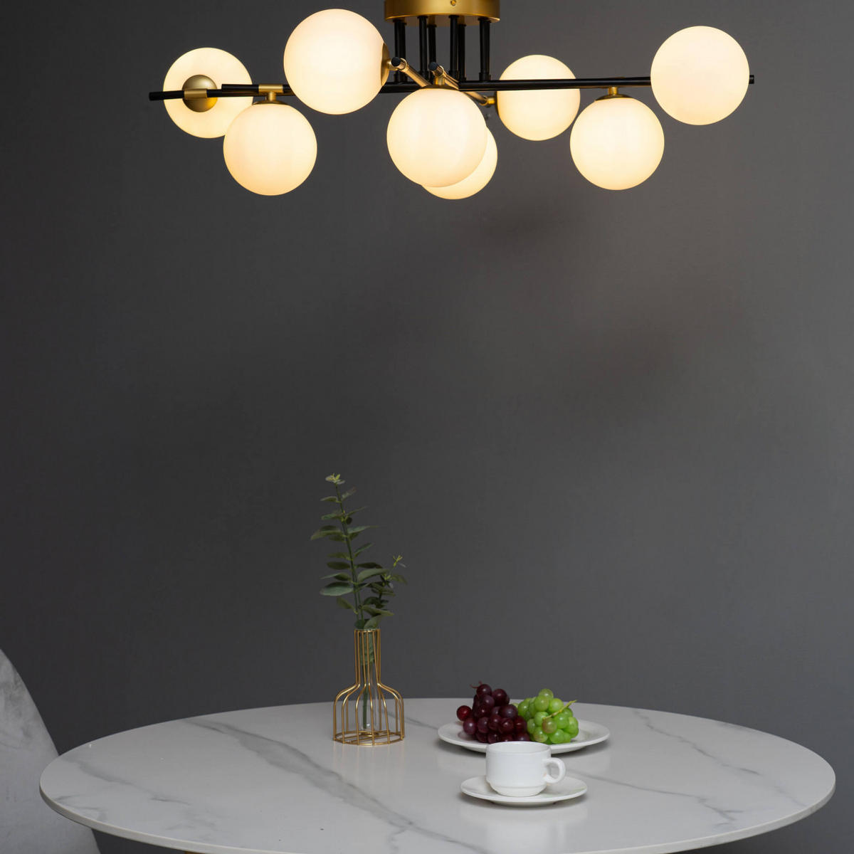 DECKENLEUCHTE Mattina, Schwarz und gold, 81cm - Goldfarben, Glas (81/81/25cm) - KOSILUM