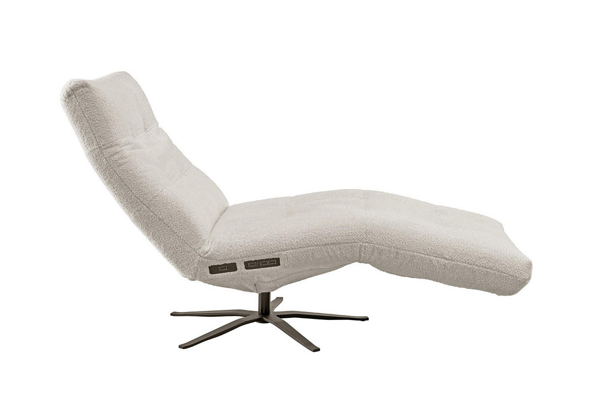 RELAXLIEGE LETICIA Weiß Flachgewebe - Schwarz/Weiß, Textil/Metall (82/115/156cm) - KAWOLA