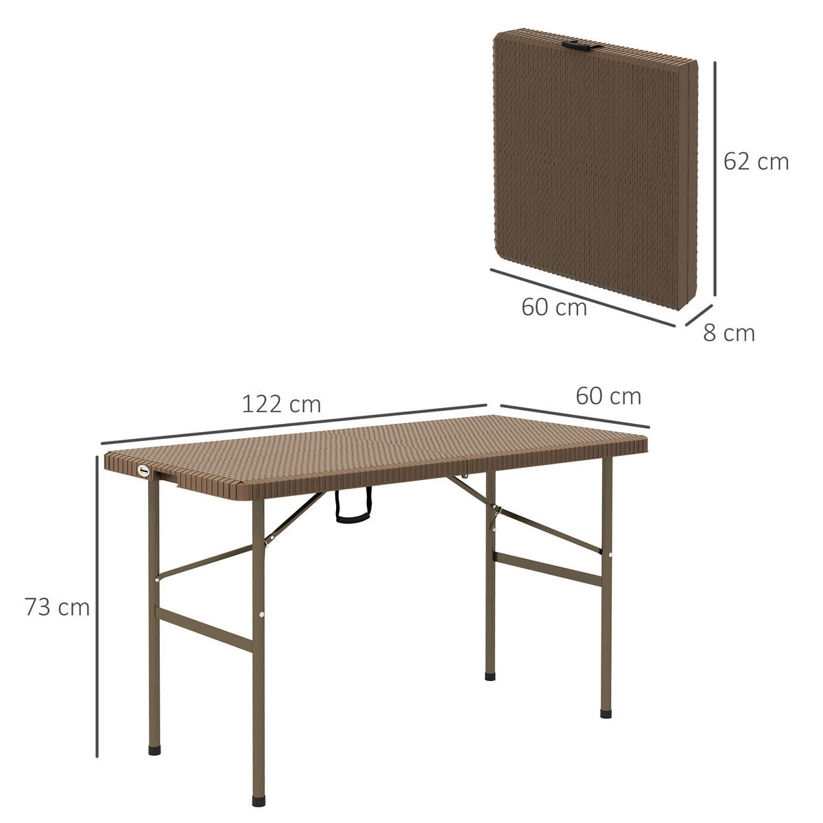 GARTENTISCH, Braun, HDPE - Braun, Kunststoff (122/60/73cm) - Outsunny