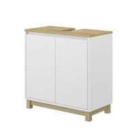 WASCHBECKENUNTERSCHRANK Livia Weiß 60 x 60 cm mit 2 Türen - Weiß/Sonoma Eiche, Holzwerkstoff (60/60/30cm) - Vicco