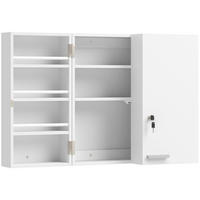 MEDIZINSCHRANK abschließbar Medikamentenschrank mit 11 Fächer 2 Schlüssel Weiß - Silberfarben/Weiß, Holzwerkstoff/Metall (20/53/53cm) - HOMCOM