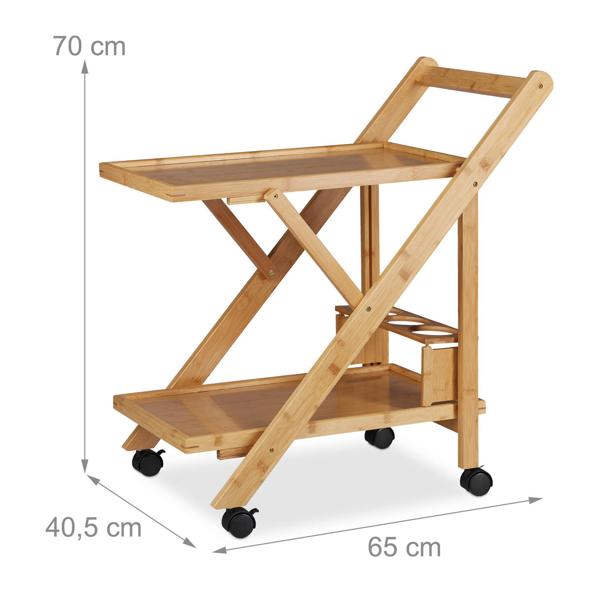 KÜCHENWAGEN - Hellbraun, Holz/Holzwerkstoff (40.5/70/65cm) - Relaxdays