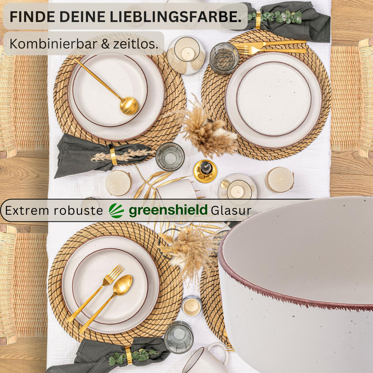 SCHALEN BOMBAY IVORY - 4 teilig aus Steingut - Weiß, Stein (16.5/16.5/6.5cm) - Sänger