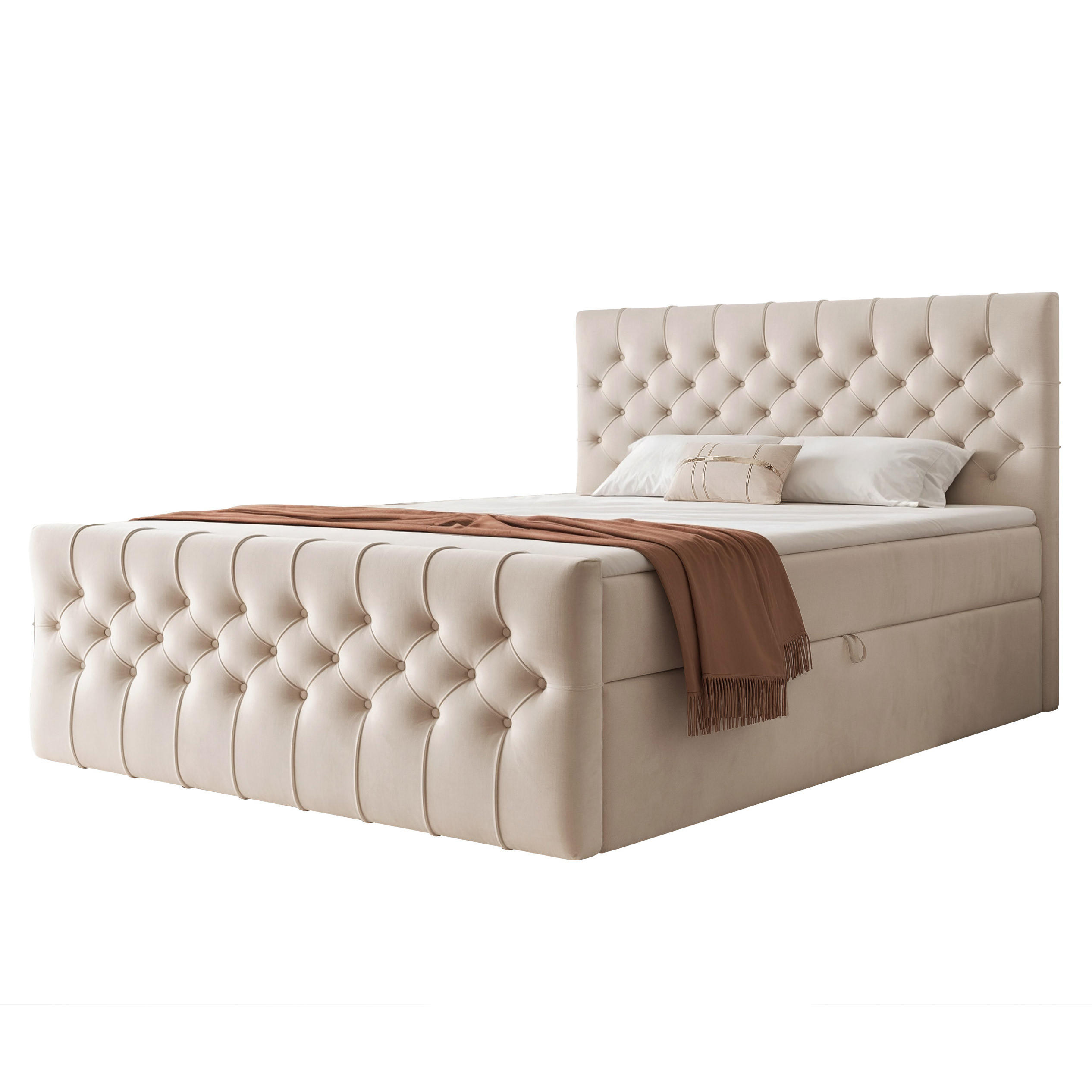 BOXBETT JOLIE 120x200 cm mit Matratze, Creme - Creme, Textil (120/200cm) - Idohome