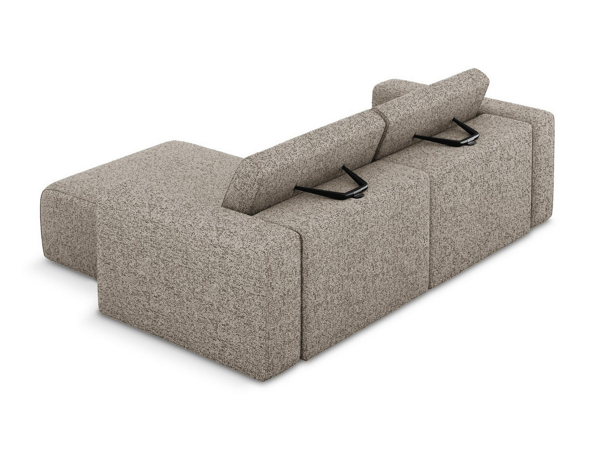 ECKSOFA Rechts Strukturstoff Stoff Beige - Beige/Gelb, Kunststoff/Textil (224/167cm) - Makamii