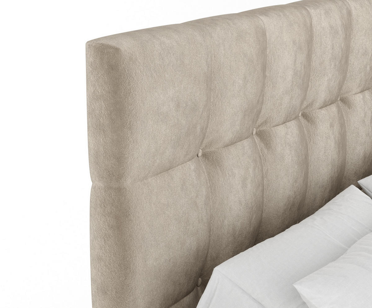 BOXSPRINGBETT Chanton Beige 180/200 cm mit Latex-Topper - Beige/Silberfarben, Holz/Holzwerkstoff (180/200cm) - Maison de Reve
