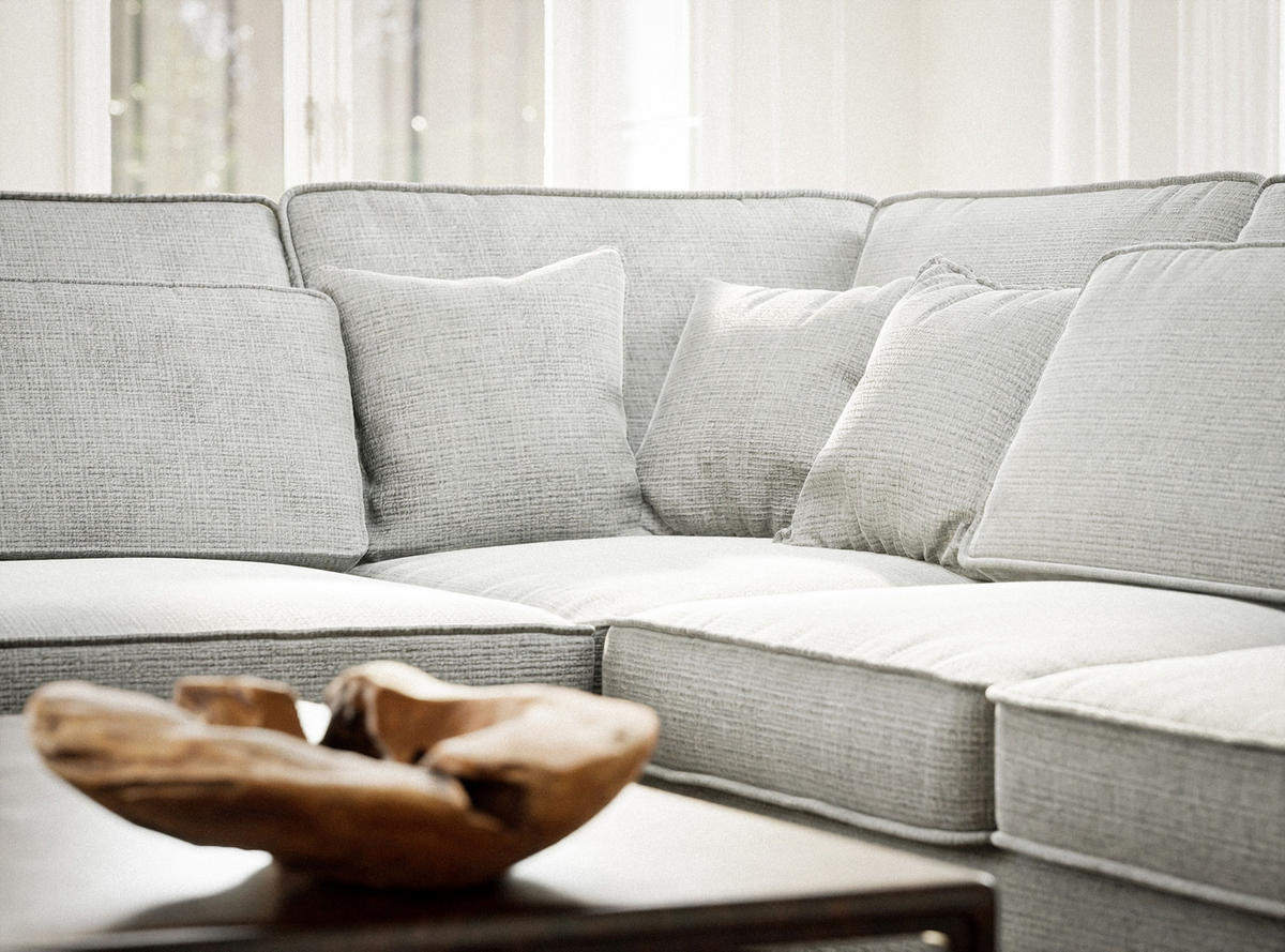 ECKSOFA Kirou Grau Chenille-Stoff - Links Seite - Schwarz/Grau, Holz/Holzwerkstoff (225/311cm) - Maison de Reve