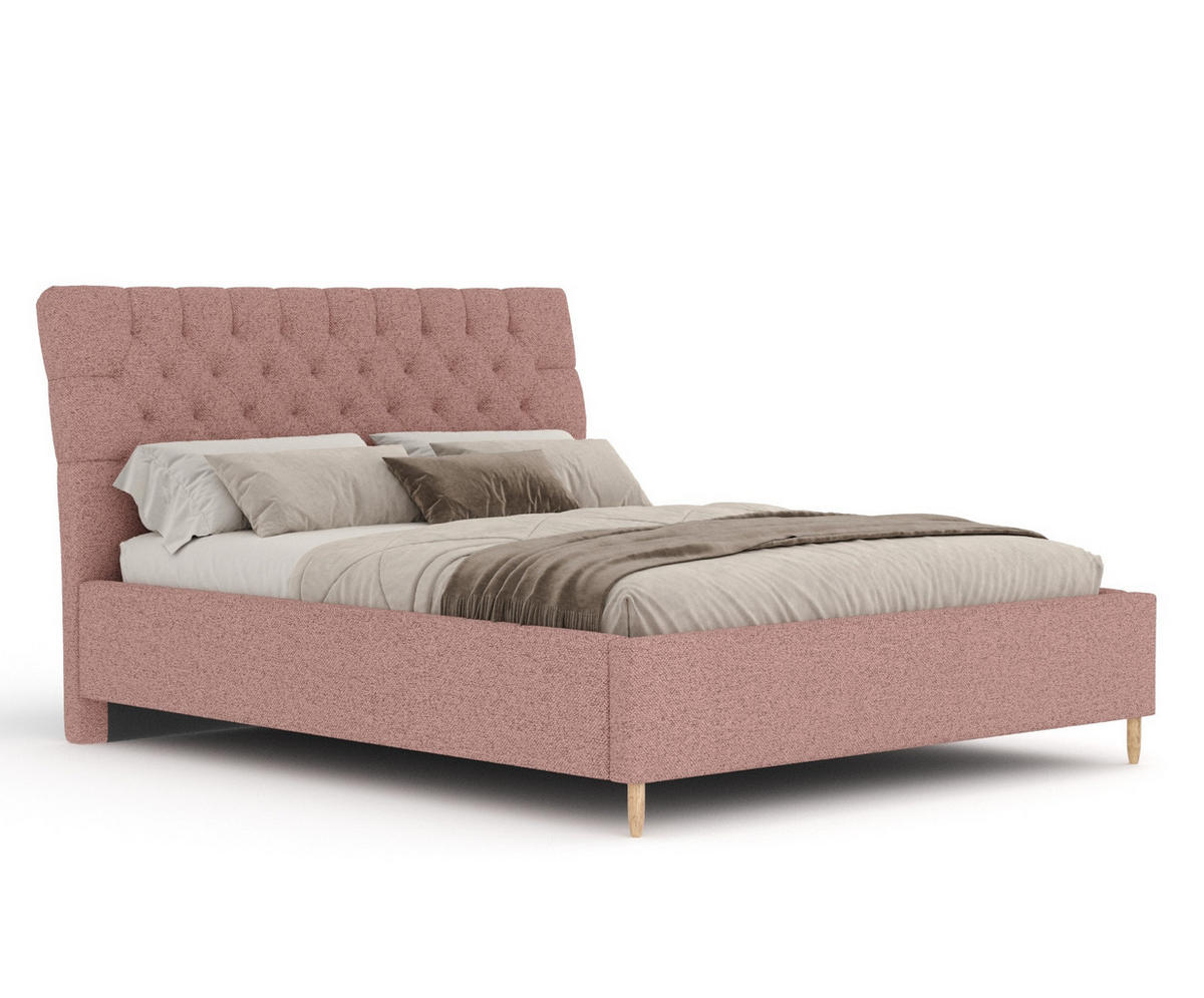 POLSTERBETT Vezzola Rosa 140/200 cm im Webstoff - Pink/Naturfarben, Holz/Holzwerkstoff (140/200cm) - Maison de Reve