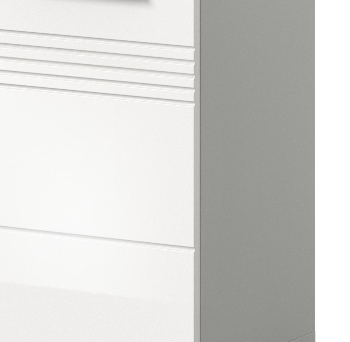 BADMÖBEL-SET 3-teilig weiß Hochglanz, grau 125 cm, Komplettset mit Soft-Close - Weiß Hochglanz/Grau, Glas/Holzwerkstoff (125/190/32cm) - Inn.Furn