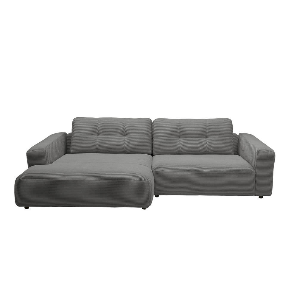 Thumbnail - Kawola Ecksofa, Grau, Schwarz, Textil, Echtholz, 3-Sitzer, Füllung: Kaltschaum, Ottomane links, L-Form, 276x167 cm, Wohn...