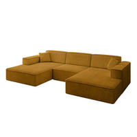 WOHNLANDSCHAFT IREA-U1-v4 - 297x165x72,5 cm Senfgelb - Currygelb/Gelb, Holzwerkstoff/Textil (297/72/165cm) - ALTDECOR