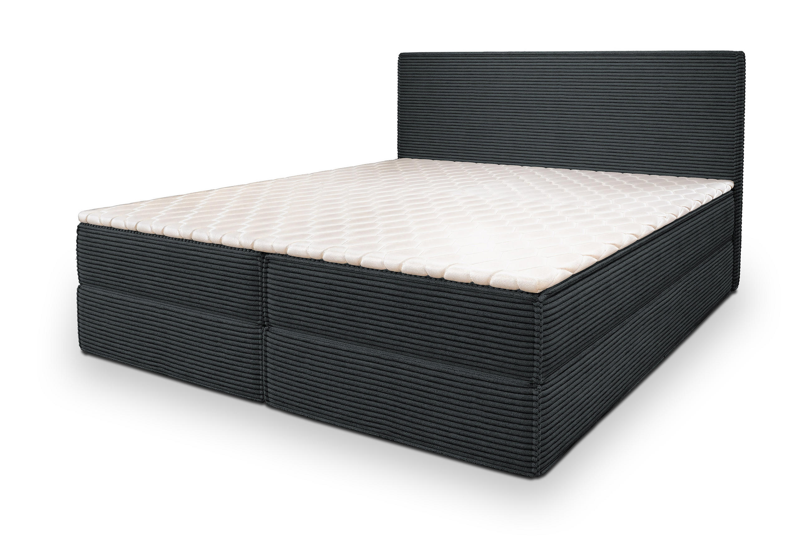 BOXBETT PELLIO 160x200 cm mit Matratze und Topper - Graphitfarben - Graphitfarben, Holz (160/200cm) - MASSENO
