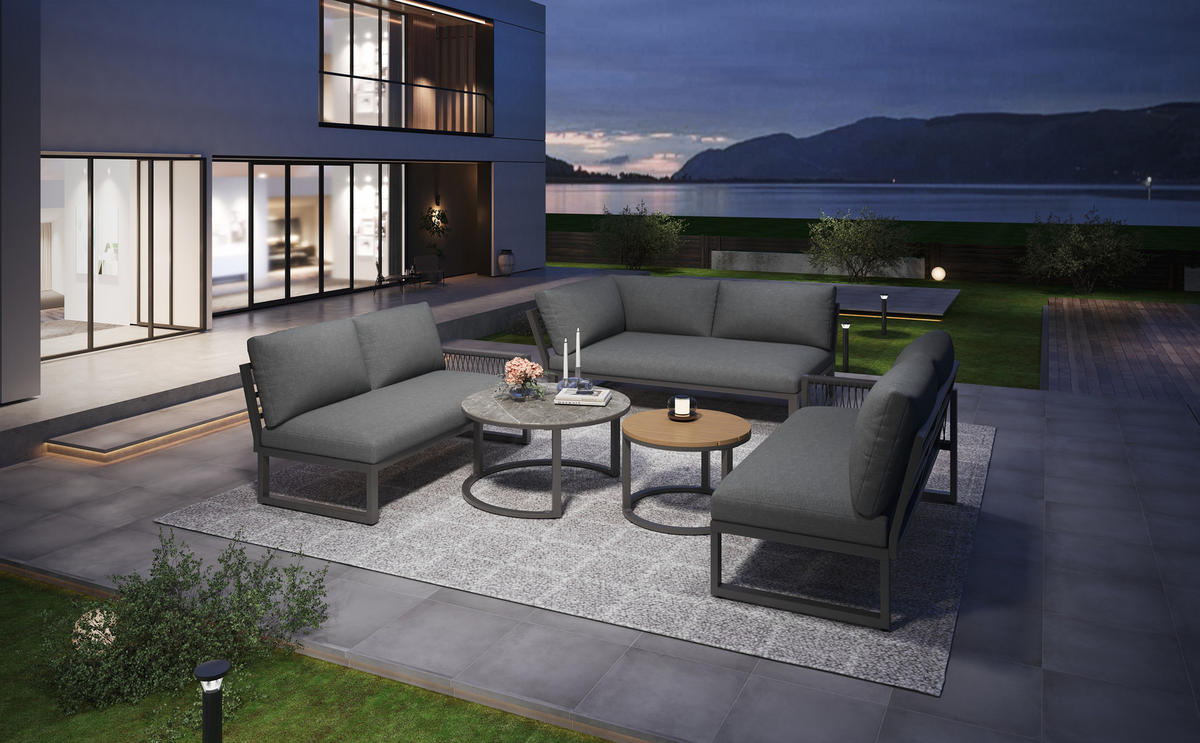 GARTENMÖBEL,ECKSOFA mit Eisengestell,grau - Grau, Metall - Vallsero