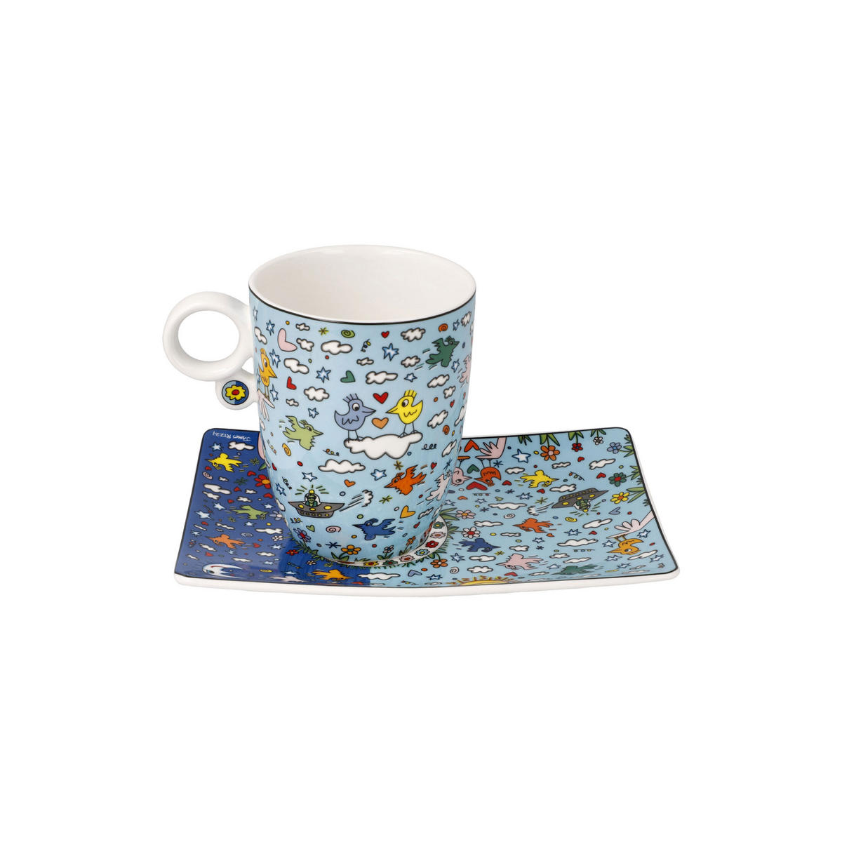 KÜNSTLERTASSE James Rizzi - Give Peace a Chance, Fine Bone China, Bunt, 0.4 L - Multicolor, Keramik (0.4L) - Goebel