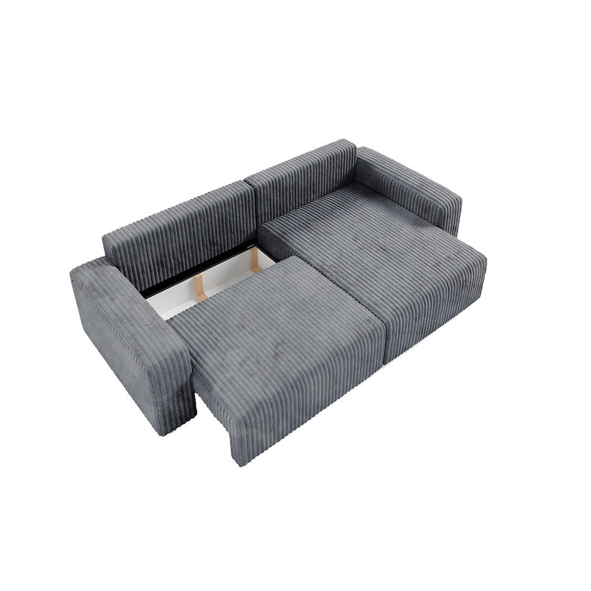 ECKSOFA Angela 3 Sitzplätze Dunkelgrau - Grau, Holz (252/149cm) - Petits-meubles