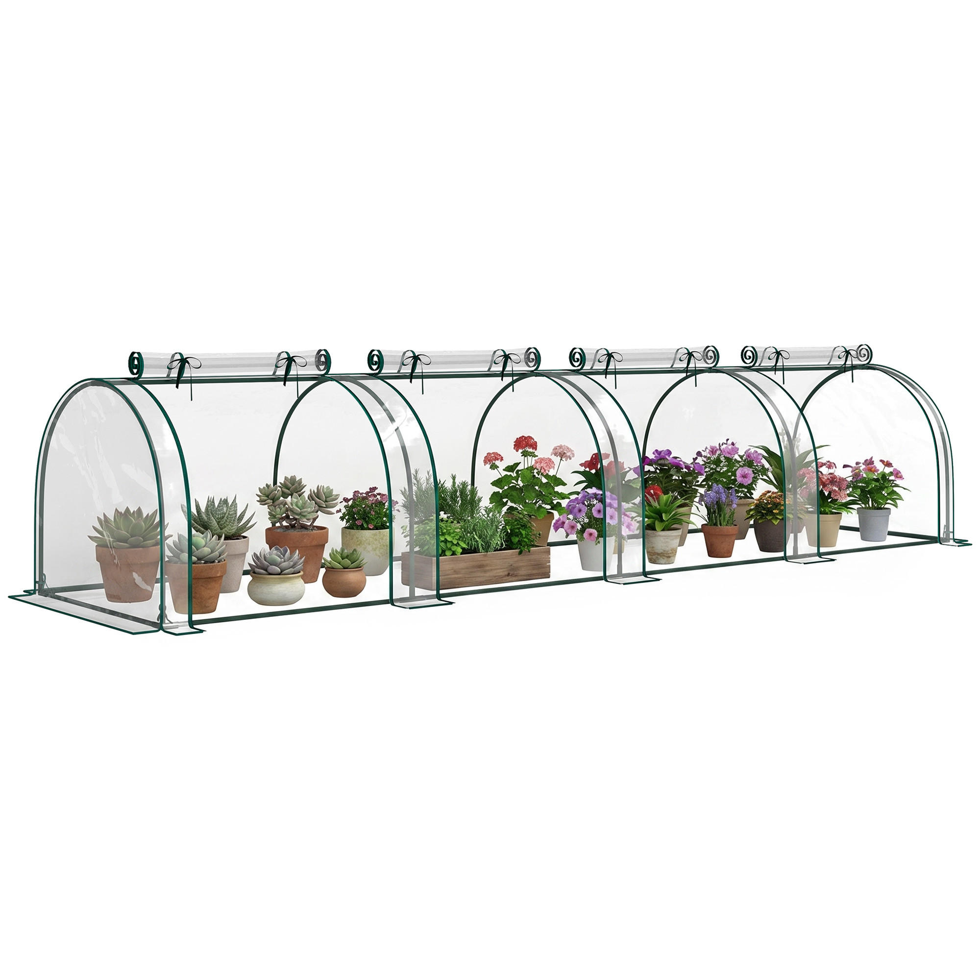 GEWÄCHSHAUS DE-11934 mit 4 Reißverschlussfenstern Grün & Transparent - Transparent, Metall (100/80/395cm) - ComfortXL