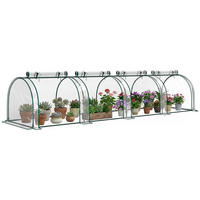 TUNNELGEWÄCHSHAUS DE-05768 4 Fenster mit Reißverschluss, Stahlrahmen Transparent - Transparent, Kunststoff/Metall (100/80/395cm) - ComfortXL