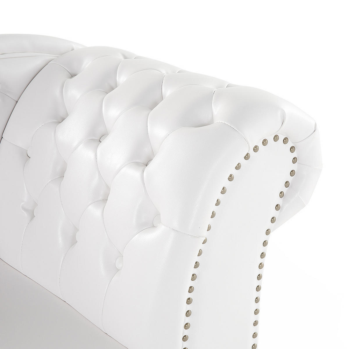 CHAISELONGUE Kunstleder weiß glänzend rechtsseitig Nimes - Schwarz/Weiß, Kunststoff (170/79/61cm) - Beliani