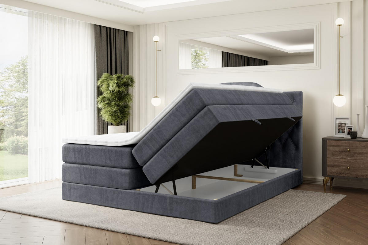 BOXSPRINGBETT VILA-1 KING - 160x200 - H3/H4 - Dunkelgrau - Dunkelgrau, Holzwerkstoff (160/200cm) - ALTDECOR