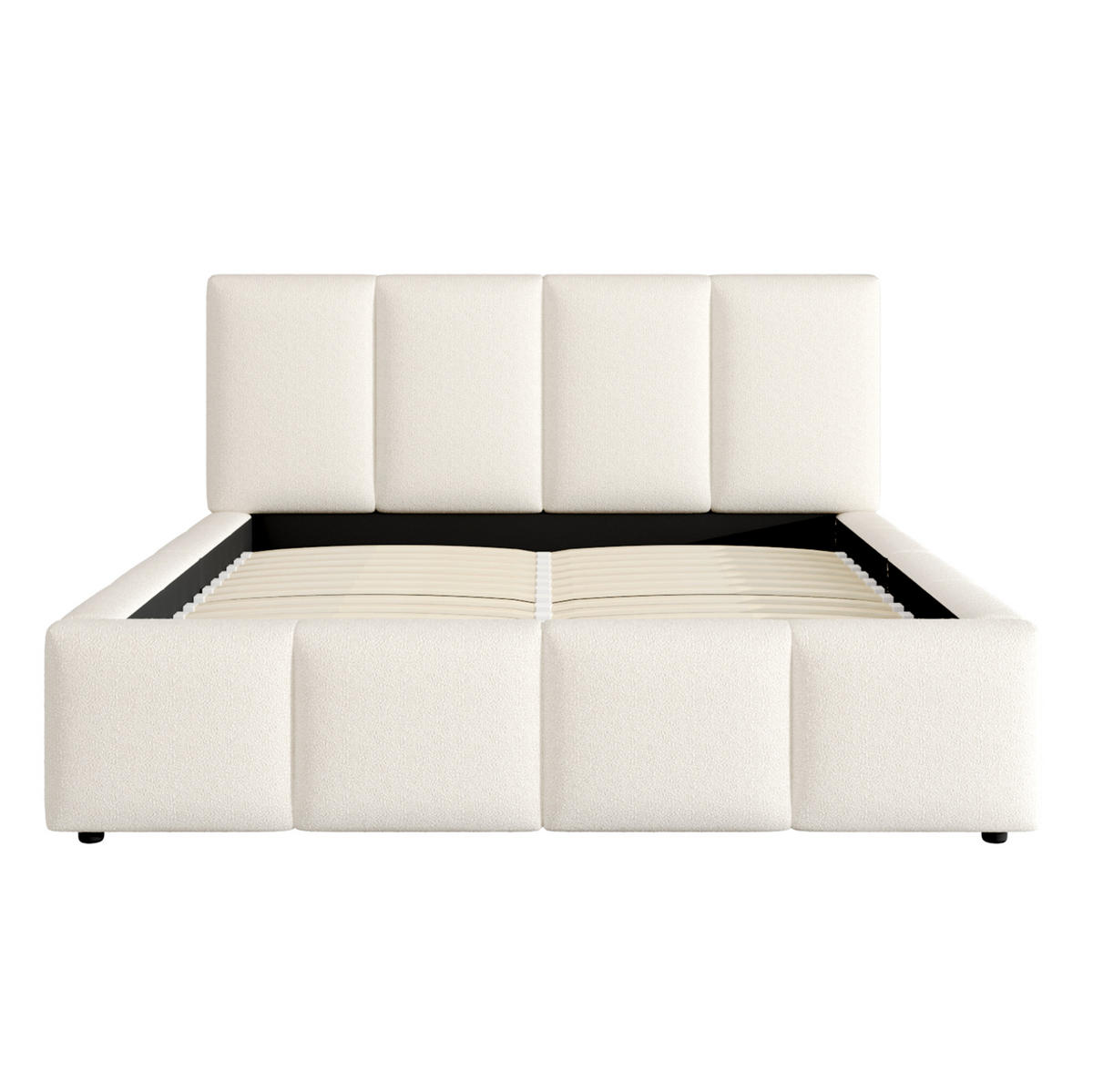 POLSTERBETT 160/200 cm mit Lattenrost, gepolstertem Kopfteil und Bouclé-Bezug, Beige - Beige, Textil (160/200cm) - Redom