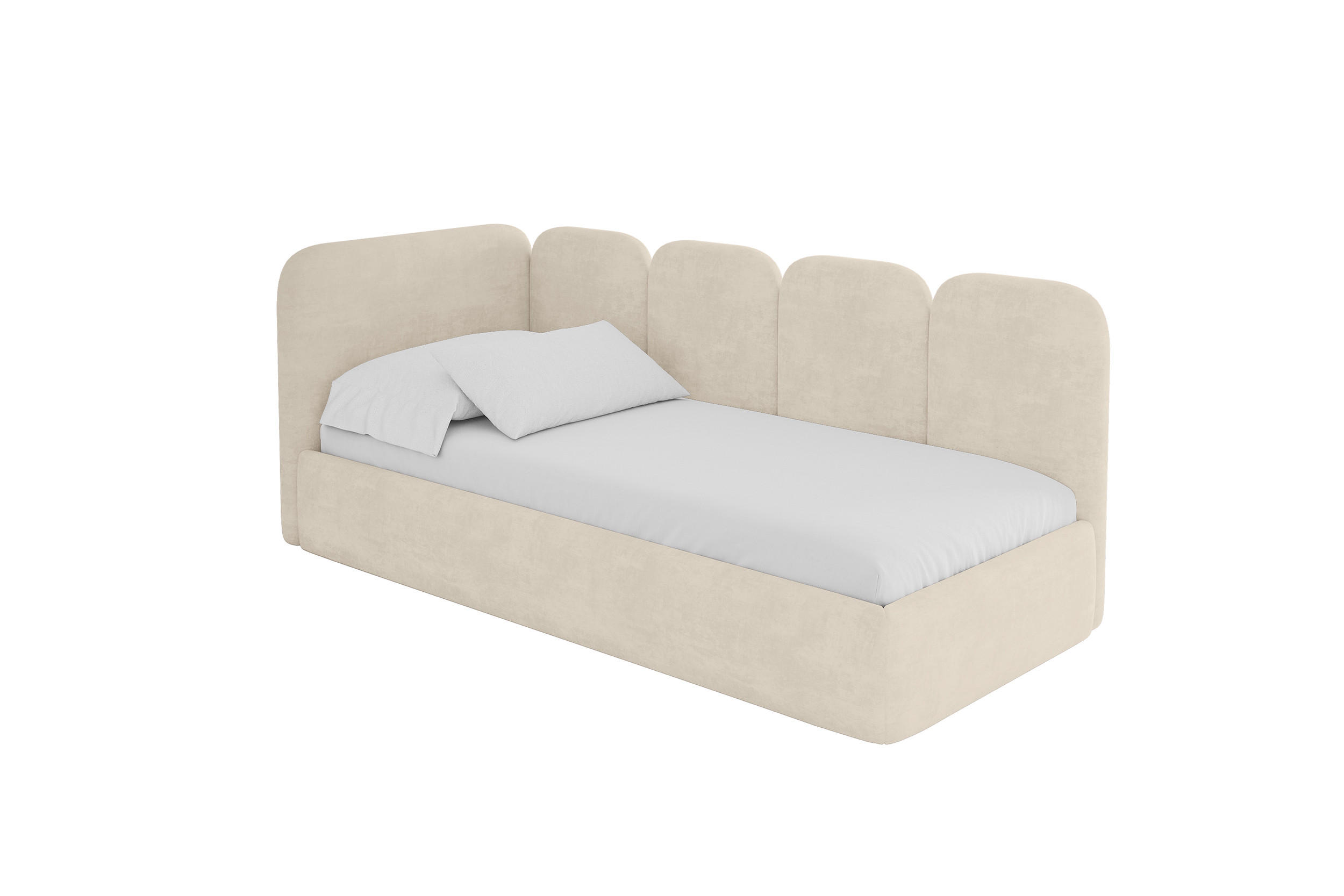 EINZELLBETT Jugendbett mit Bettkasten, Rechts - VELY 90x200 Beige - Naturfarben, Holzwerkstoff/Textil (90/200cm) - ALTDECOR
