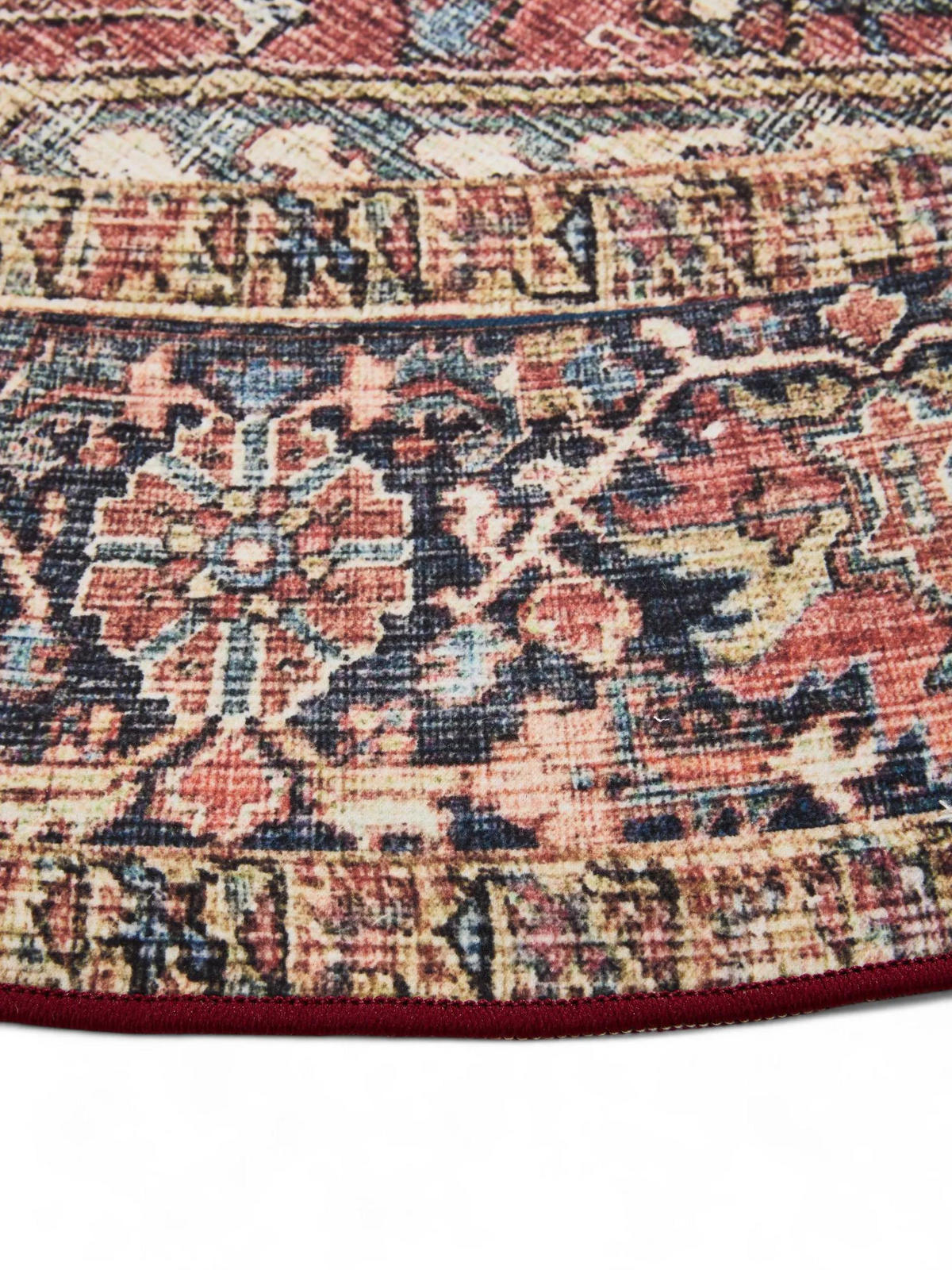 VINTAGE-TEPPICH George waschbar ø 160 cm rund - Beige/Multicolor, Kunststoff (160/160cm) - benuta