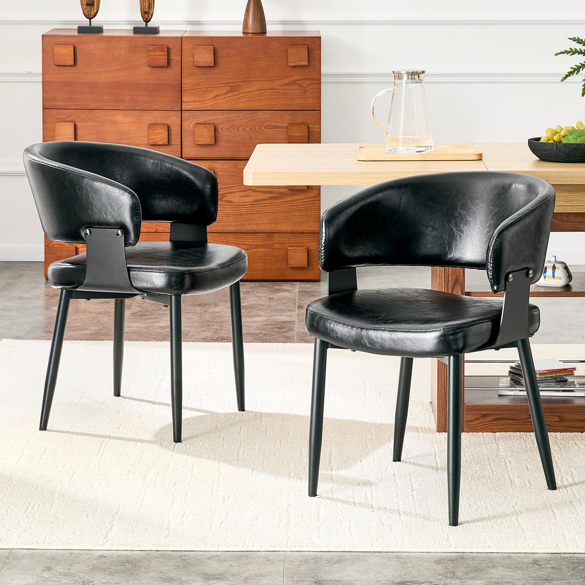 ARMLEHNSTUHL-SET DE-36713 2 Stück im Mid-Century-Modern-Stil Schwarz - Schwarz, Metall (48/77.3/46.5cm) - ComfortXL