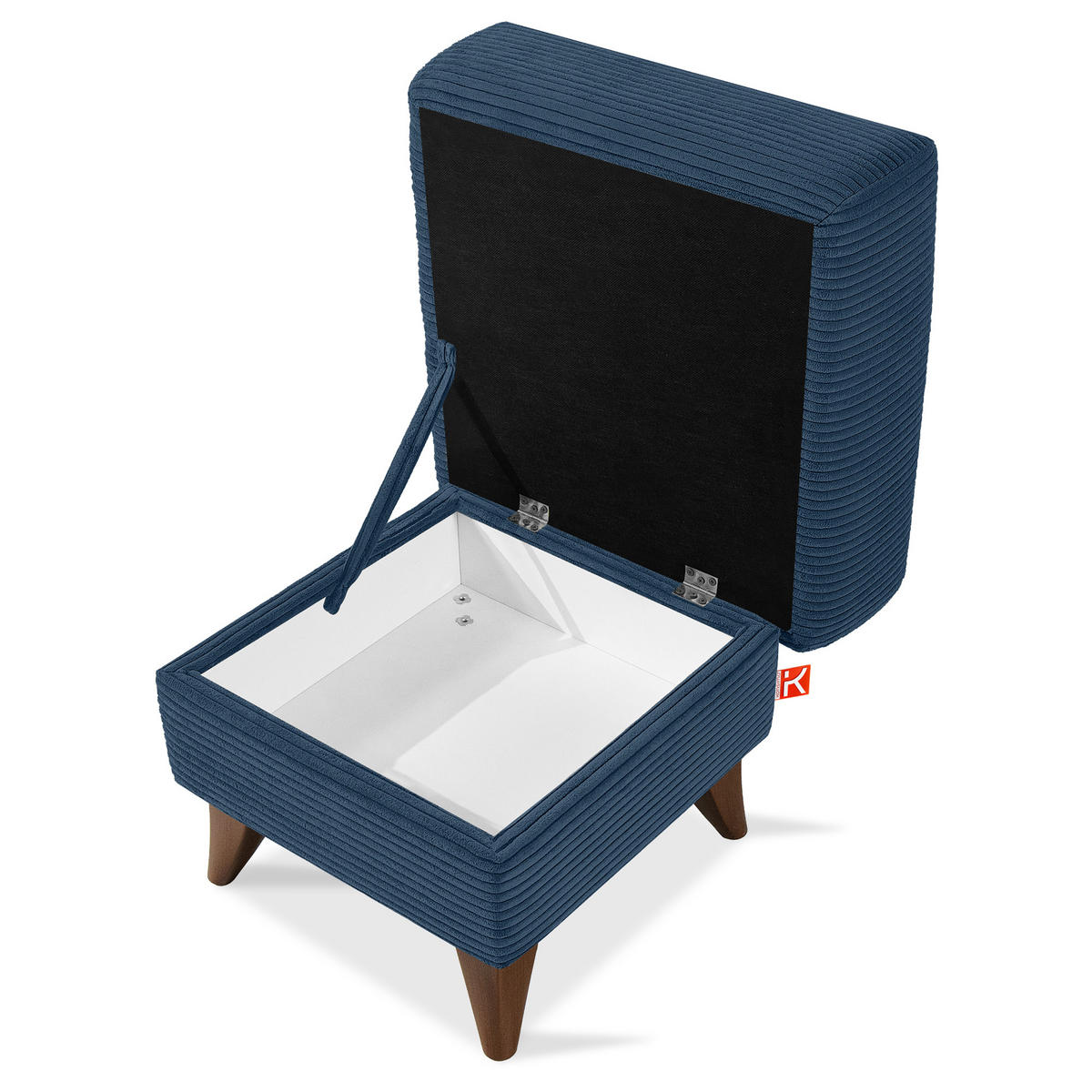 FUẞSTÜTZE GUSTAVO II, Marineblau - Braun/Dunkelblau, Holz/Holzwerkstoff (53/49/53cm) - KONSIMO®