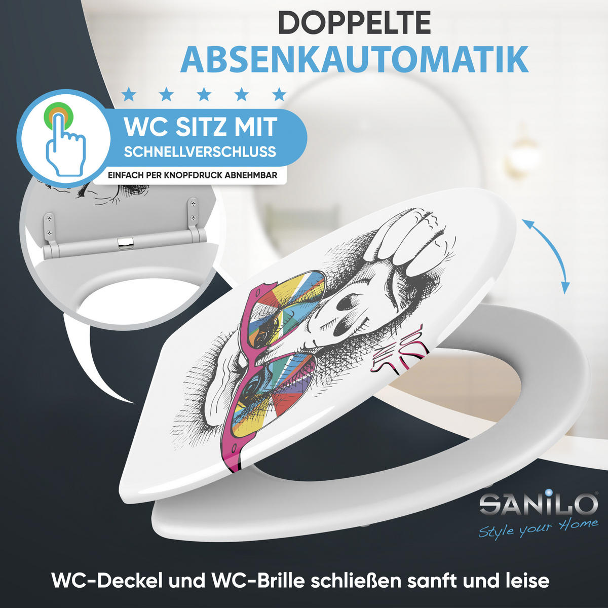 WC-SITZ mit Absenkautomatik Stay Cool - Multicolor, Holzwerkstoff (37.7/5.5/48cm) - Sanilo