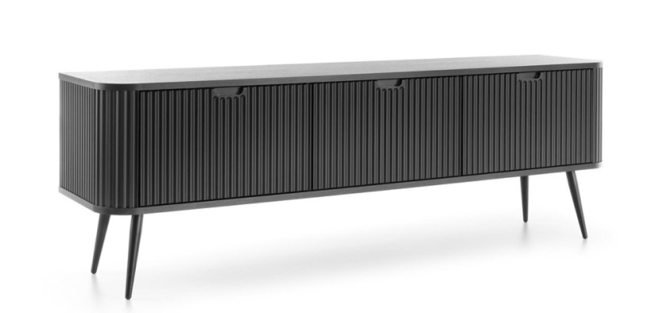 TV-SCHRANK Schwarz ZOJA Gefräst - Schwarz, Holzwerkstoff (168/56/39cm) - Sepro Meble