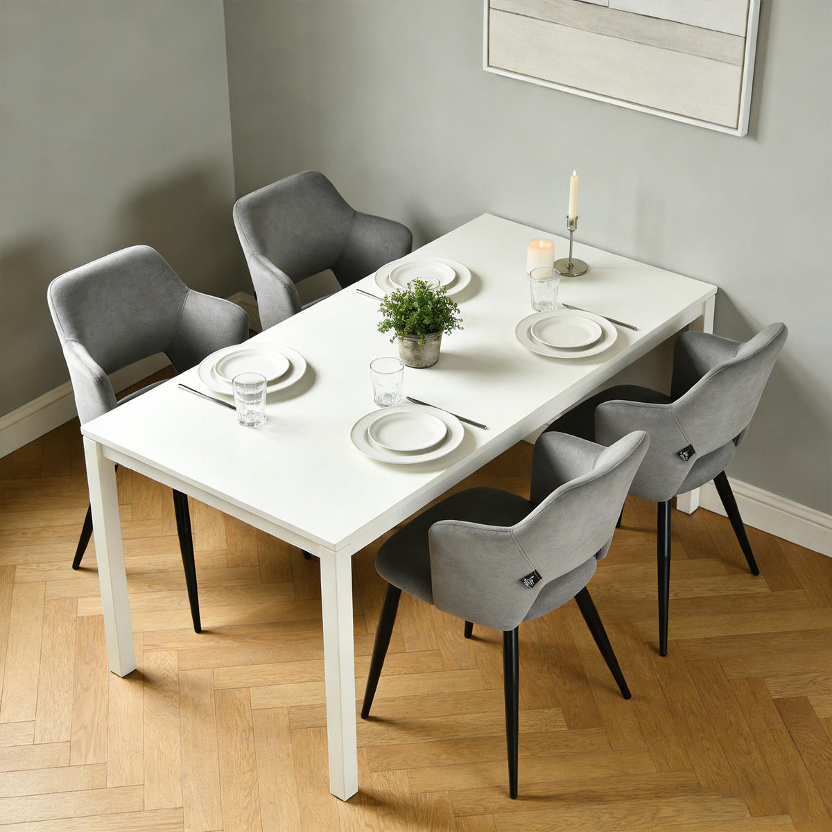 ESSZIMMERSTUHL 4er Set Haustierfreundlich in Grau - Grau, Textil/Metall (48/78.5/48cm) - Meubles Cosy