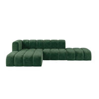 ECKSOFA Modulares In L-Form Mit Hocker, Velvet-Stoff Riviera, Grün, Links, GRAND Mini - Olivgrün, Holz (295/179cm) - Kaiser Möbel