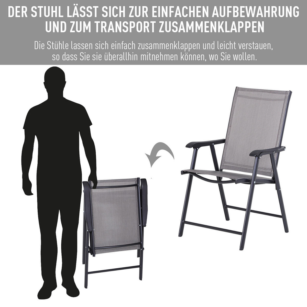 KLAPPSTUHL, Metall, Texteline, Grau - Grau, Metall (64/94/58cm) - Outsunny