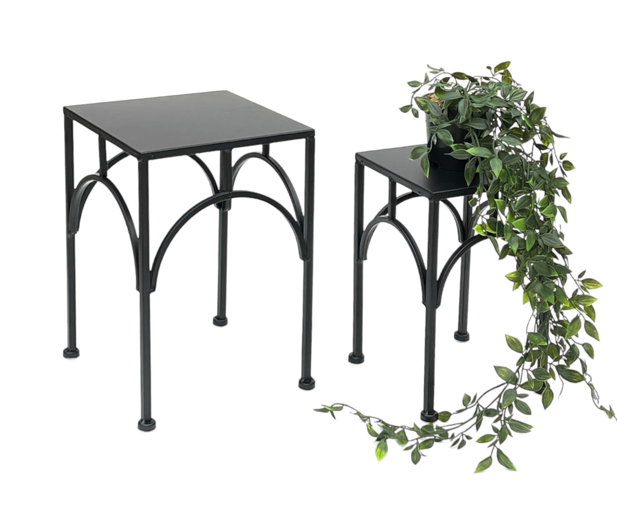 BLUMENHOCKER Metall Schwarz Eckig 2er Set - Schwarz, Metall (18/28/18cm) - DanDiBo