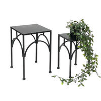 BLUMENHOCKER Metall Schwarz Eckig 2er Set - Schwarz, Metall (18/28/18cm) - DanDiBo